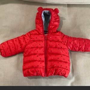 Baby Gap puffer Coat Red Heart design